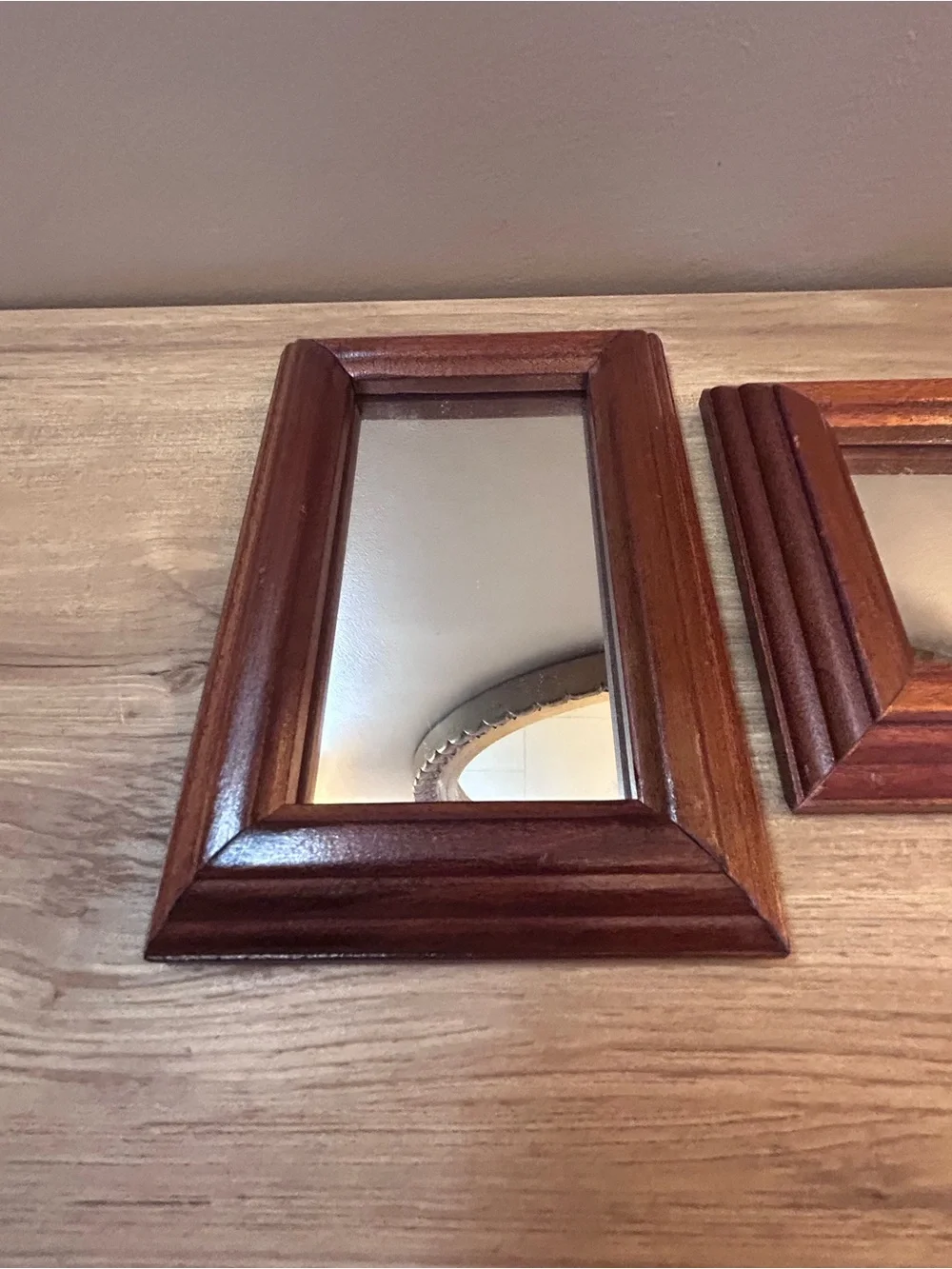 Home Interiors Wooden Framed Wall Mirrors in Deep Brown Vintage